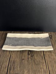 信楽焼　黒窯変両掛分 30cm 長角皿