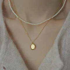 ステンレスネックレス  金属アレルギー対応  316L  楕円形 英語アズキチェーンネックレス