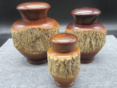 南木曽 黄肌 物入れ 茶筒 置物 3点セット