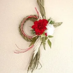 紅白のしめ縄飾り【縦長】