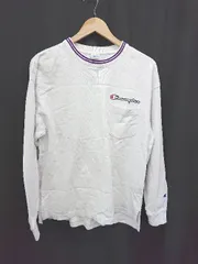 ◇ ⊇ Champion チャンピオン ロゴ刺繡 長袖 Tシャツ サイズM ホワイト系 メンズ E  【1507160009885】