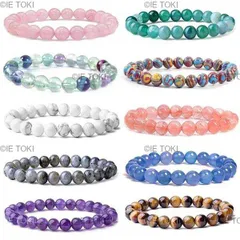 タイガーアイブレスレット 天然石 男性用 ヒーリングジェムストーン ラズリ 伸縮性ブレスレット 8mm