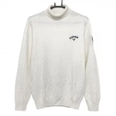 【超美品】キャロウェイ タートルネックセーター 白 総柄編み ニット ウール混 メンズ LL ゴルフウェア Callaway