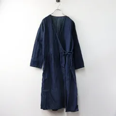 ネストローブ nest Robe インディゴ染めカシュクールリネンワンピース/ネイビー 藍染め ギャザー ドレス ロング フレア【2400014526561】