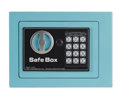 6L_Blue 金庫 小型 家庭用 電子テンキー式 ミニ 金庫 家庭用 日本製 6L小型 safe 簡易 壁付け対応 保?箱 保??ホテル金庫 防犯金庫 子供用・学生用 店舗用 緊急キー2本 日本語説明書付 アンカーボルト*2本 (1, Blue, 6L)のサムネイル