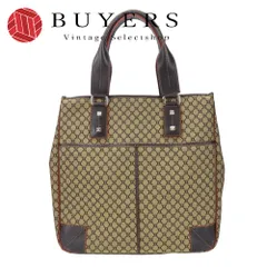 【中古】 セリーヌ トートバッグ キャンバス レザー ブラウン ベージュ シルバー金具 マカダム カジュアル 普段使い レディース 女性 CELINE