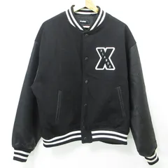 【三重本店】 中古 X-LARGE | エクストララージ OG LOGO VARSITY JACKET バーシティジャケット 袖切替えウール中綿ジャケット スタジャン 101214021004 ブラック サイズ：L 【95】