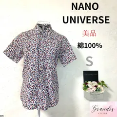 ★美品★ NANO UNIVERSE ナノ･ユニバース レディース 半袖 ブラウス スタンダードカラー 花柄 Sサイズ 白
