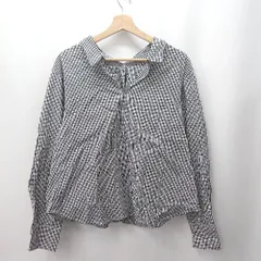 ◇ ⊂ ROPE' ロペ チェック柄 長袖 Vネック長袖シャツ サイズ38 ブラック ホワイト系 レディース E  【1507280005705】