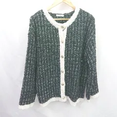 ◇ ⊇　美品 ワンアフターアナザー ナイスクラップ 装飾系 長袖 ニットカーディガン サイズF ブラック系 レディース E  【1507160021955】