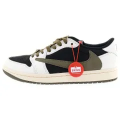 NIKE (ナイキ) ×Travis Scott WMNS AIR JORDAN 1 LOW OG Medium Olive ウィメンズ エアジョーダン1 ミディアムオリーブ ローカットスニーカー US7/24cm DZ4137-106