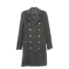 BALMAIN (バルマン) Double Breasted Black Coat ダブルブレスト ビスコースロング コート ジャケット ブラック W8H3089T374のサムネイル