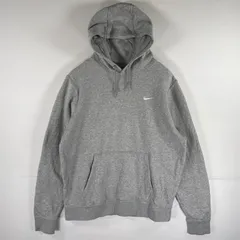古着 ナイキ NIKE パーカー スウェット フーディ プルオーバー ワンポイントロゴ刺繍 大きいサイズ XL  グレー メンズ