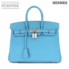 新品同様 エルメス HERMES バーキン25 ハンド バッグ スイフト ブルーデュノール Y刻印 シルバー 金具 Birkin 25 90277873