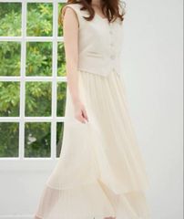 Herlip to Madison Pleated Dress ハーリップトゥ プリーツドレス ドレス ロングワンピース エレガント キャミワンピース パーティードレス ホワイト 白 recollect有明ガーデン店 23NO.00403H aco