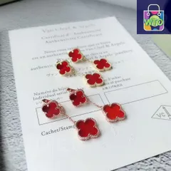 [Van Cleef & Arpels] ダブル アルハンブラ レッドアゲート イヤリング | ヴァン クリーフ & アーペル レディースジュエリー｜本日限定WTO｜新品未使用-WTO輸入1-QQU50
