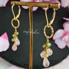 ローズクォーツチャーム　チャームのみ　桜　cherry blossoms　花見　お花見　　天然石（フープイヤリング 、14kgfピアス　金具追加可）