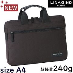 新品★LINA GINO HOMME★超軽量ソフト素材！小型・薄型/A4ビジネスバッグ/ブリーフケース【黒/ メンズ /A4書類・13インチノートPC収納可能 /重さ240gの軽量加工】書類かばん/Briefcase/豊岡◆5249-＃BUZZBERG