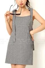 【新品タグ付】SNIDEL｜リボンレイヤードスクエアミニワンピース チェック