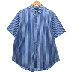 古着 ラルフローレン Ralph Lauren CLASSIC FIT クラシックフィット 半袖 ボタンダウン ストライプシャツ メンズXL相当/eaa555159