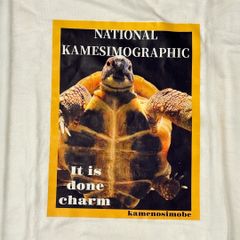 カメシモグラフィック リクガメTシャツM・XL白　亀オリジナルプリント半袖Tシャツ