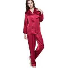 【人気商品】[LilySilk] レディース パジャマ シルク 長袖 前開 上下セット シルクパジャマ100% ギフトにも最適 OEKO認証済み【19匁/人気デザイン】のサムネイル