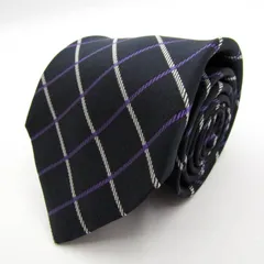 スーツセレクト ブランド ネクタイ チェック柄 格子柄 シルク PO メンズ ブラック SUIT SELECT 【中古】