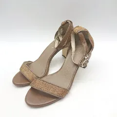 ◇ ⊂ LE TALON ル タロン 太ヒール アンクルサンダル サイズ24 ブラウン レディース E  【1410290068830】