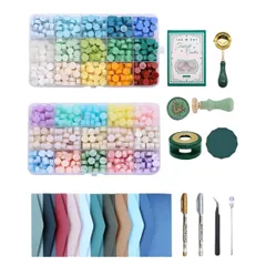 【特価商品】シーリングスタンプセット シーリングワックス シーリングスタンプ 30色 750粒ワックスビーズ スタンプ 封蝋 プレゼント 招待状 結婚式 記念日 誕生日 祝い 取扱説明書付き フルセット (Aセット)