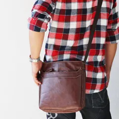 ショルダーバッグ 合皮 26cm ブラウン 茶 ブラック 黒 軽量 斜め掛けバッグ 肩掛けバッグ ショルダーバック メンズ 鞄 カバン小さい ミニ mini bgm お洒落 オシャレ 【アウトレット】【QSM-100】