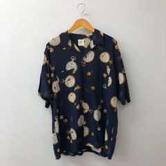 美品 パパス リネン100 総柄 半袖BDシャツ ココナッツボタン XXL