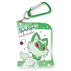 【新品】ポケットモンスター ポケモン ミニポーチ L字ファスナー ニャオハ グリーン PU H8cm×W6×D1cm プレゼント 子供
