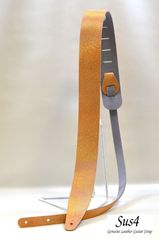 ギターストラップ　国内生産 ハンドメイド 本革　(Genuine Leather Guitar Strap)　オレンジ特殊加工