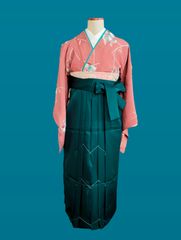卒業式袴6セット小紋・袴紐下85・襦袢・半巾帯・重衿・髪飾・身長145 