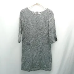◇ UNTITLED ウール混合生地 総柄 袖スリット 綺麗め 上品 長袖 ロング ワンピース サイズ1 グレー レディース E  【1308290038925】