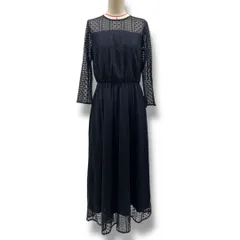 Utilism ユーティリズム レースワンピース オンワード樫山 ロングワンピース 長袖 レース シアー ウエストゴム パーティ お呼ばれ OPCYBM0853 紺色 ネイビー サイズ2 レディース 春 ゴーゴー古着久喜倉庫店 No.977