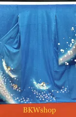 ＜大特価＞　現品限り　used　振袖　ブルーピンク桜柄　正絹　成人式　およばれ　着付け練習