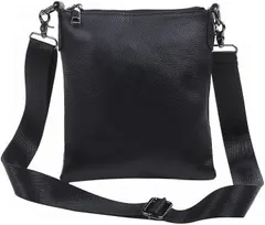 InZaccaZ 牛革 本革 メンズ 極上革 ショルダー 肩掛け 斜め掛け レザー ブラック 黒 バッグ メッセンジャー ミニバッグ カジュアル クラシック 縦型 通勤 通学 無地(ブラック)