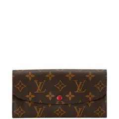 ルイ ヴィトン モノグラム ポルトフォイユ― エミリー M60697 ブラウン フューシャ レッド PVC レザー レディース LOUIS VUITTON【222-76046】