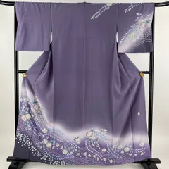 【辻ヶ花】正絹　訪問着　ちりめん　袷 訪問着 着物 中古 正絹 袷 フォーマル 花の図 辻が花 地模様 香