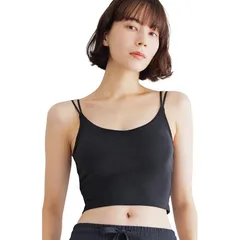 【新品】 [バンビウォーター] キャミソール カップ付き ブラトップ ショート丈 【特許取得】 クロップド丈 レディース 綿 トップス 調節可 (L,ブラック) 1