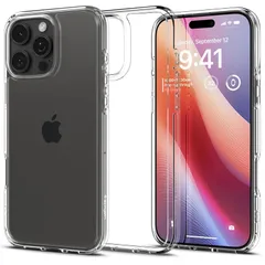 【17年社歴の技術力】Spigen iPhone 16 Pro Max ケース クリア 透明 ストラップホール 米軍MIL規格 バンパー 耐衝撃 ウルトラ・ハイブリッド ACS07992 (クリスタル・クリア)