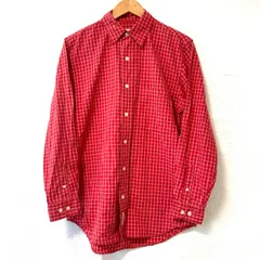 (^w^)b Eddie Bauer エディーバウアー コットン100% フルボタン 長袖 チェック柄 シャツ カジュアル オフィスカジュアル 爽やか 清潔感 トップス レッド 赤系 メンズ 男性 サイズ XS