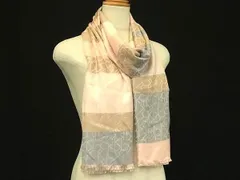 ■美品■ Calvin Klein カルバンクライン ビスコース100％ フリンジ マフラー ストール ショール ピンク系×マルチカラー DF7318のサムネイル