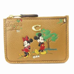 コーチ COACH ディズニー DISNEY ミニ スキニー IDケース コイン カードケース ミッキーマウス アンド ミニーマウス CAE76 B4XJ7 レザー 茶 ブラウン