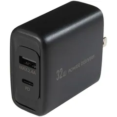 【 新品 未開封 】   オズマ パワーデリバリー搭載AC充電器(Type-C20W&USB-A12W)2ポート ブラック ACUC32ADBK 未使用 送料無料