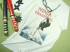 富士と忍者のＴシャツ　ニンジャＴシャツ　冬富士Ｔシャツ　富士山　ニッポンモチーフ