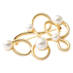 【ゴールド × ワンサイズ】[Cream dot. クリームドット公式] ブローチ フォーマル 卒業式 卒園式 入学式 入園式 ママスーツ コサージュ 華やか ピン 上品 エレガント パール メタル ドローイング 大人