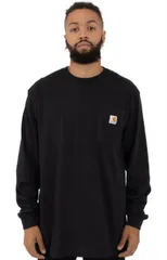 CARHARTT (カーハート) US ロンT ロングTシャツ (K126) 長袖 Men’s Workwear Pocket L/S T-Shirt Black ポケット付き 無地