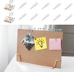 Quikaboo コルクボード 掲示板 スタンド付き 卓上掲示板 ピンボード メッセージ メモ 予定表 写真壁 装飾 ホーム オフィス 学校用 ローズゴールドベース